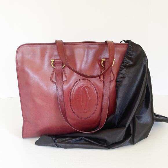 CARTIER Vintage Large Burgandy Leather Doctors Unisex Handbag - Picture 16 of 16